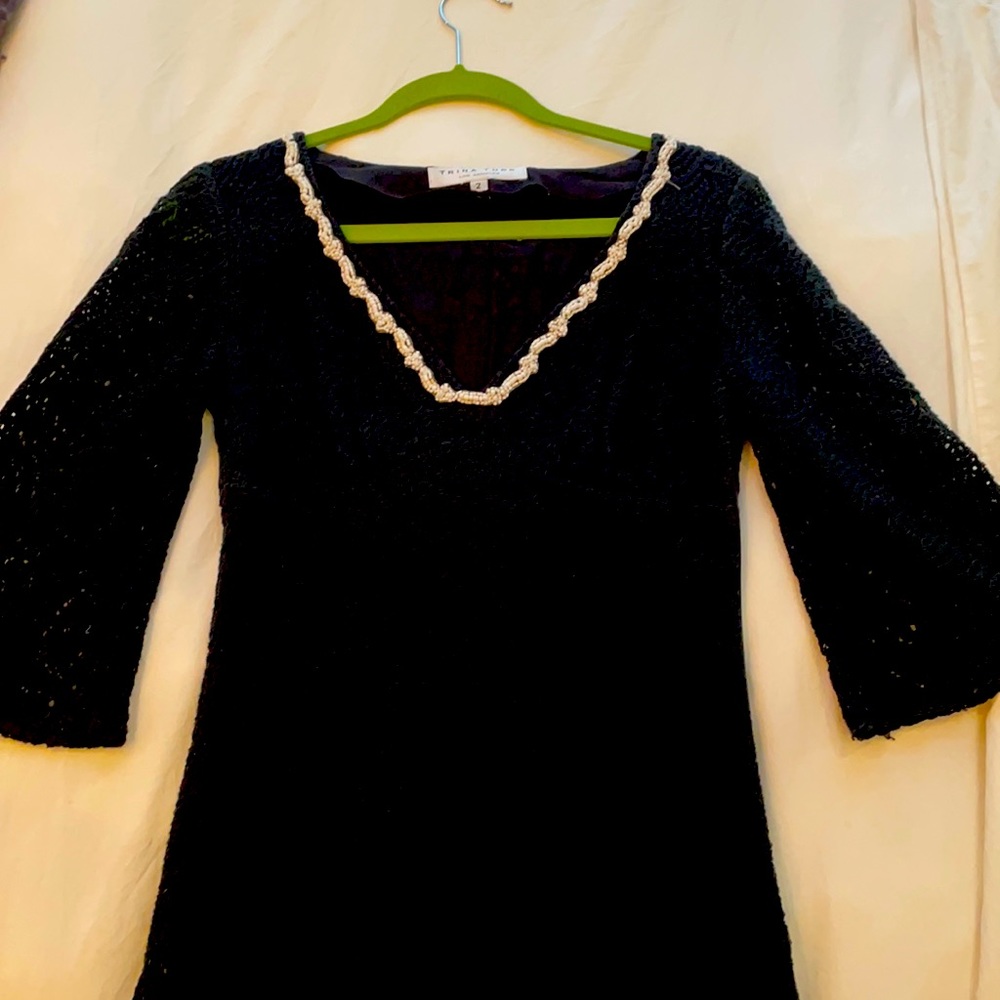 Trina Turk Black Crochet Mini Dress Size 2